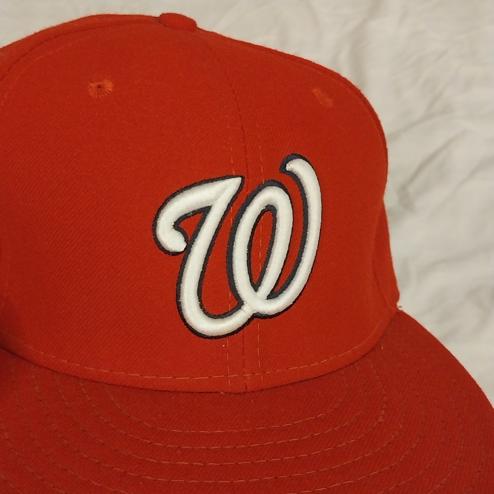 7 3/8 Washington Nationals Fitted Hat/Cap (Red, Navy Blue, White) 7 and 3 8ths - Picture 4 of 6